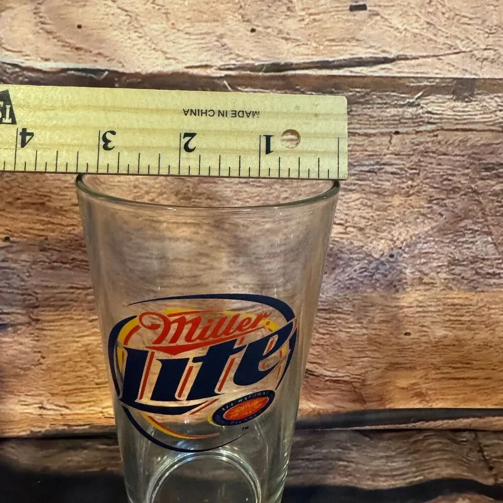 Miller Lite Drinking Glass Pint Beer Logo Clear 5.75